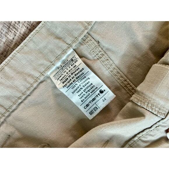 Carhartt B357 Big & Tall Khaki Tan Relaxed Fit‎ Ripstop Cargo Work Shorts sz 44 - Picture 7 of 9